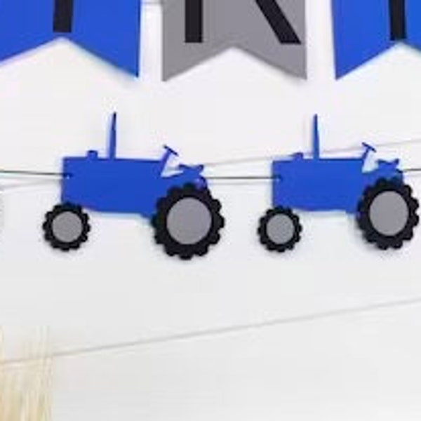 Blue Tractor Garland - Premium Handcrafted - Farm Theme Party - Tractor Theme Party