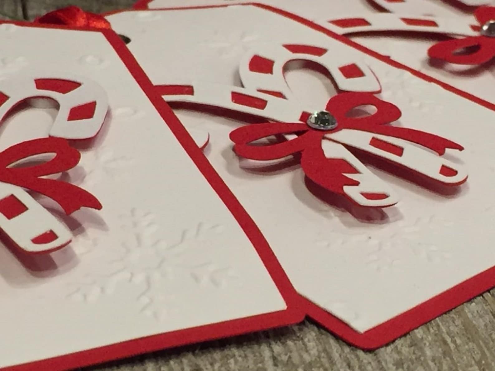 Candy Cane Holiday Gift Tags - Christmas Gift Tags - Snowflake Embossed ...