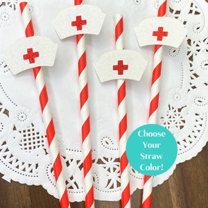Nurse Paper Straws - Nursing Graduation Party Decor - RN Party - Medical School Graduation Party - Nurse Retirement Party - Nursing School