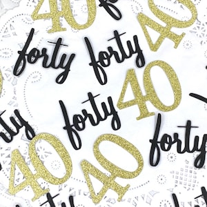 Coriandoli 40° Compleanno - Quaranta Confetti - 40 Decorazioni Per Feste - Numeri Glitterati - Coriandoli Età - Tanti Colori - Coriandoli Neri e Oro