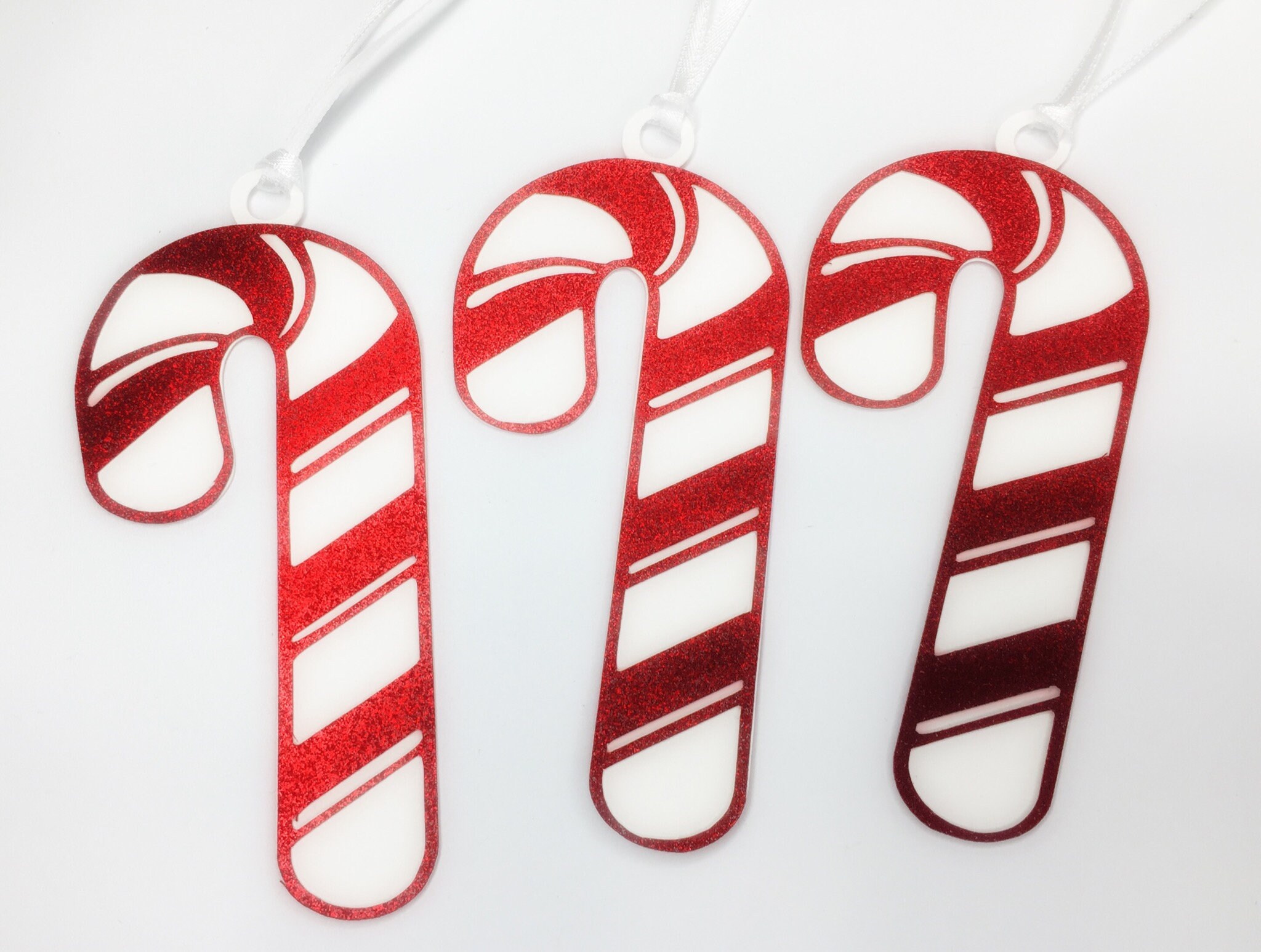 Candy Cane Gift Tags - Red Glitter Candy Cane Holiday Tags - Red ...