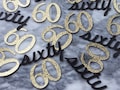 60th Birthday Confetti - Sixty Confetti - 60 Party Decorations - Glitter Numbers - Age Confetti - Black and Gold Party Supplies