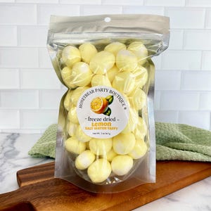 Freeze Dried Lemon Creme Salt Water Taffy - FREE SHIPPING - Freeze Dried Candy Bites - Freeze Dried Taffy - Crunchy Lemon Candy