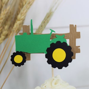 Green and Yellow Tractor Cupcake Toppers  - Farm Theme Party - Tractor Theme Party - Green Tractor Party -