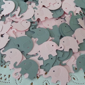Pink and Grey Elephant Confetti - New Larger Size 1&quot; x 1.5&quot; - Table Confetti - Table Scatter - Baby Girl Shower