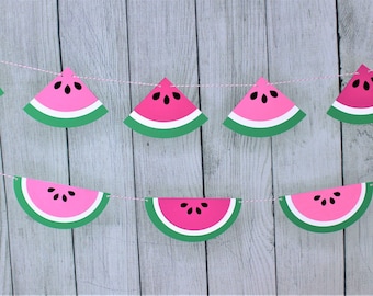 Watermelon Garland - One in a Melon Theme Party - Tutti Fruiti Party - BBQ Theme - Fruit Party Banner - First Birthday - Summer Picnic
