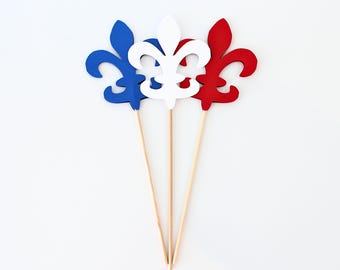 Fleur De Lis Rot Weiß Blau Herzstück Picks - Pfadfinder Herzstückdekorationen