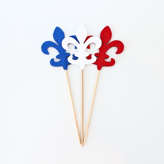 Fleur De Lis Red White Blue Centerpiece Picks - Scouts Centerpiece Decorations