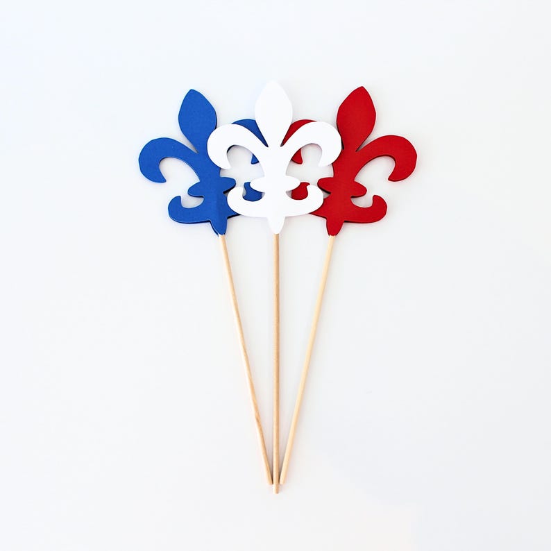 Fleur De Lis Red White Blue Centerpiece Picks - Scouts Centerpiece Decorations image 1