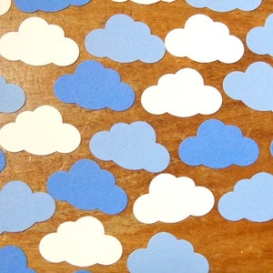 Small Cloud Confetti - Shades of Blue and White - Baby Shower - Baby Sprinkle - Set van 150