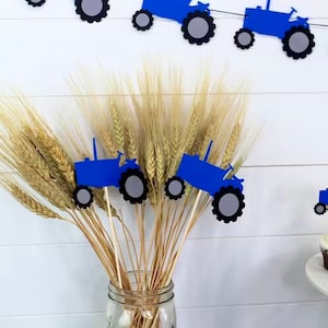Blue Tractor Centerpiece Picks - Choose Your Colors - Farm Theme Party - Tractor Theme Party - Tractor Party -