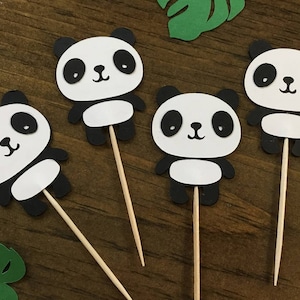Panda Bear Cupcake Toppers - Food Picks - Party Picks - Panda Party Decorations - Panda Party Decor - Set of 12