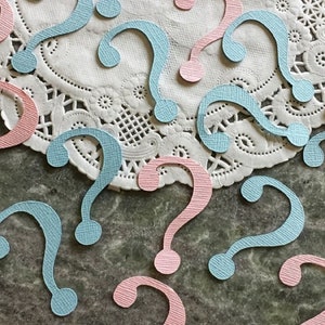 ¿Qué será?  Signo de interrogación Género Revelar Confeti - Rosa y Azul ? Table Scatter - Decoración del Baby Shower