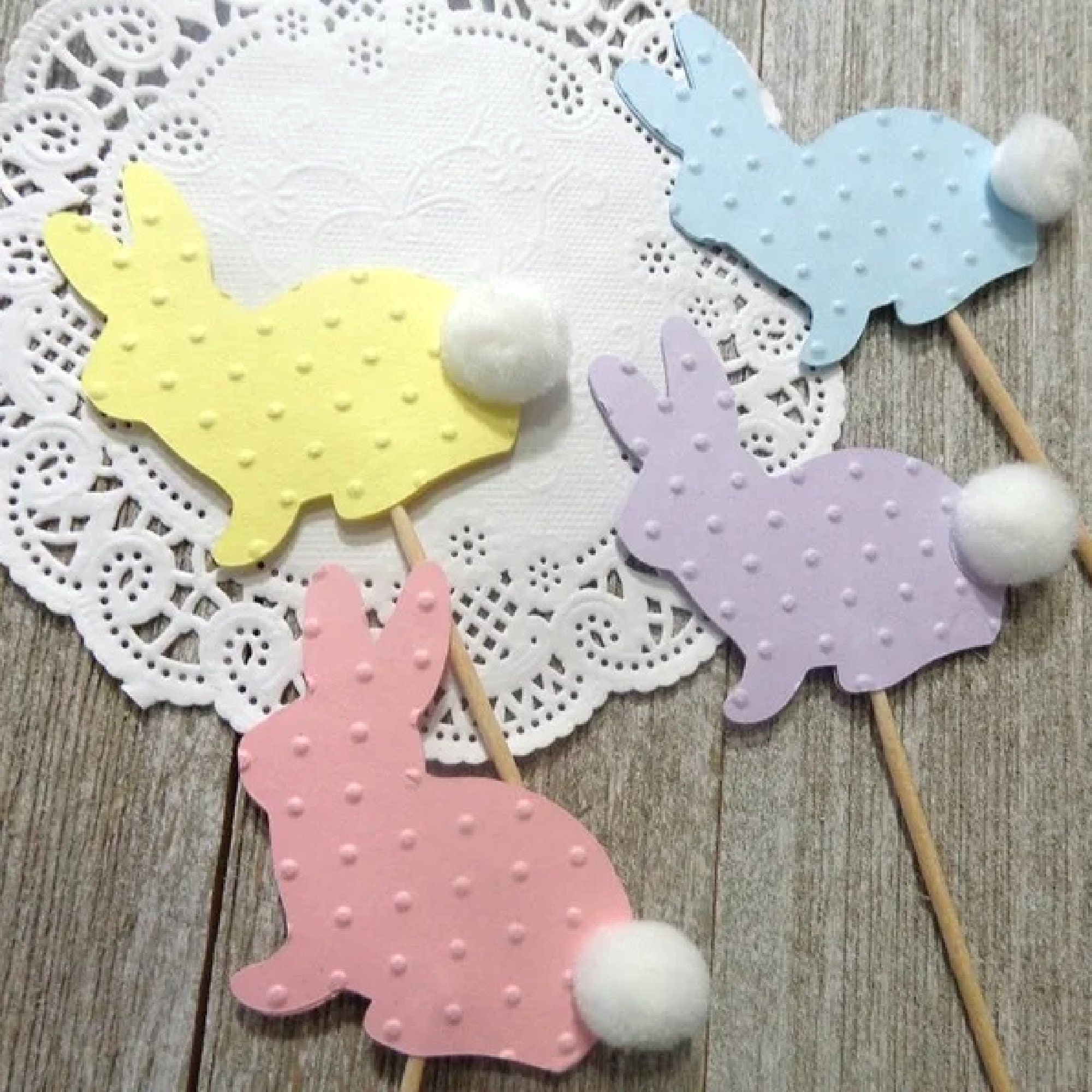 Pastel Bunny Rabbit Cupcake Toppers - Food Picks - Party Picks -easter ...