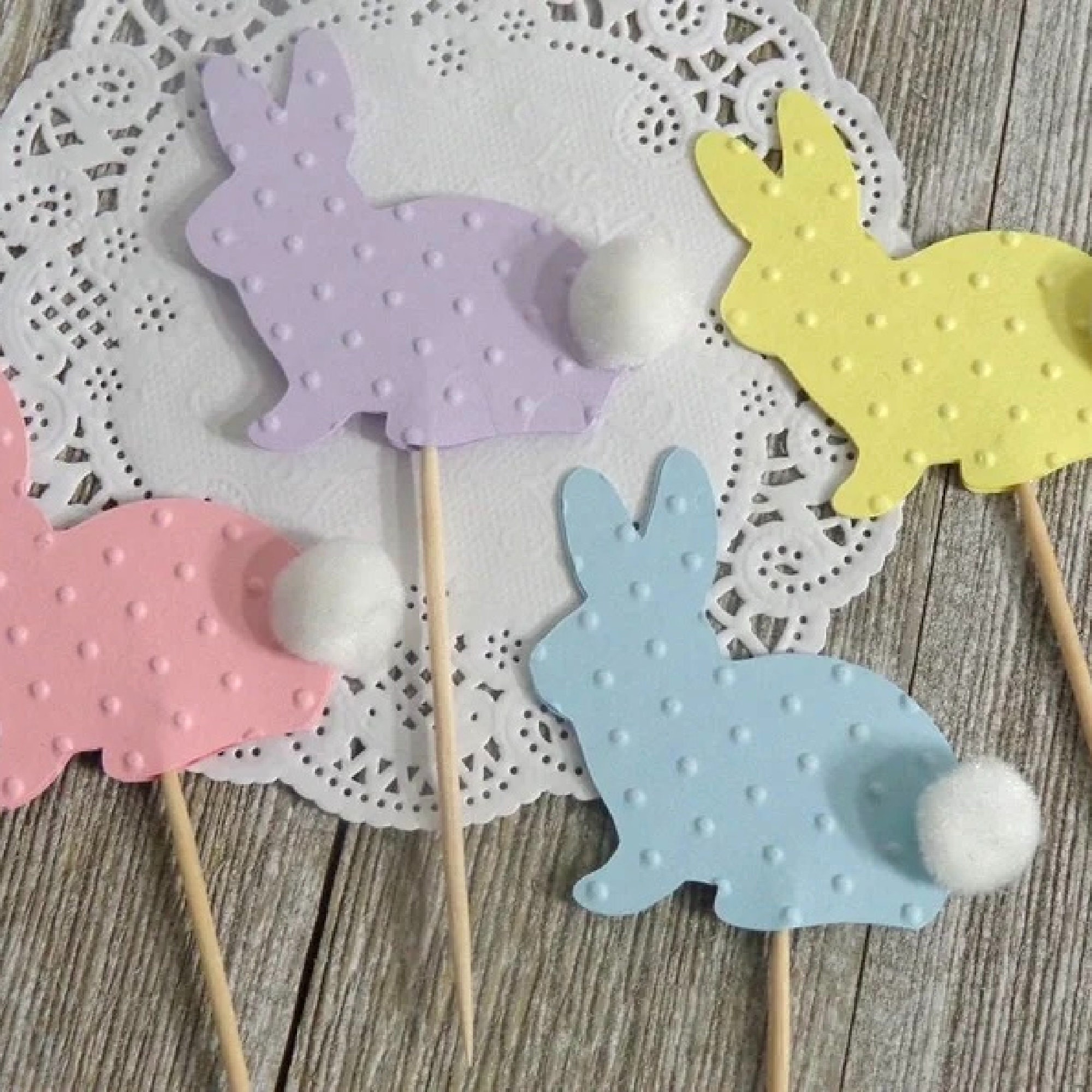 Pastel Bunny Rabbit Cupcake Toppers - Food Picks - Party Picks -easter ...