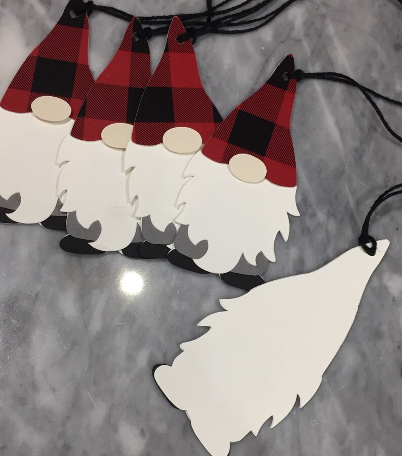 Gnome Gift Tags Holiday Gnome Tags Set of 6 Red &amp; Black | Etsy