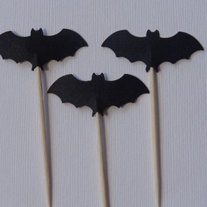 24 Black Bat Party Picks Cupcake Toppers Food Picks image 4