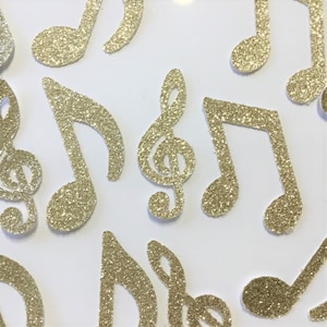 Gold Glitter Music Note Confetti - Groot 2" hoog - Kies uw kleuren - Table Scatter - Rock n Roll Party - Karaoke Party (set van 40 stuks)