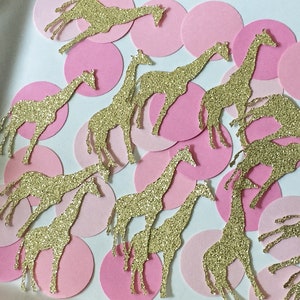 Giraffe Gold Glitter Konfetti - PInk und Gold Safari Party Dekor - Mädchen Giraffe Geburtstagsparty - Gold-Dschungel - Set von 210 Stück