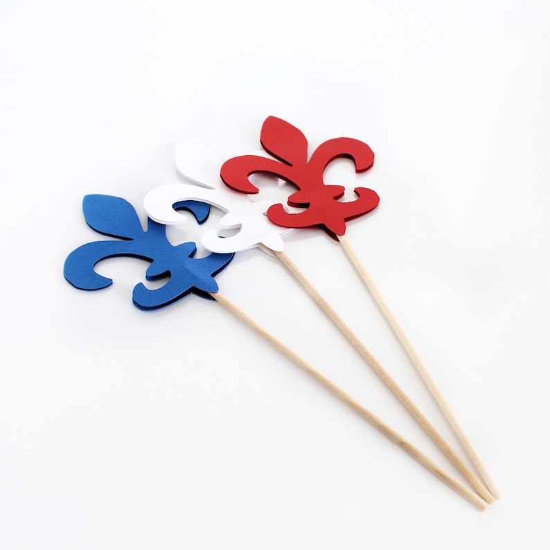 Fleur De Lis Red White Blue Centerpiece Picks - Scouts Centerpiece Decorations image 3