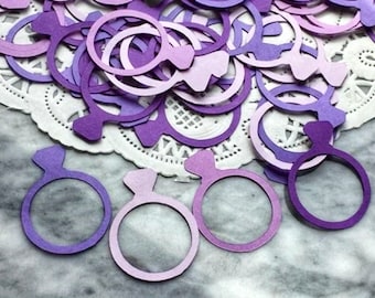 Mixed Purple Engagement Ring Confetti - Diamond Ring Confetti - Bridal Shower Table Scatter - 1.5" Tall