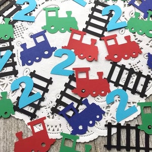 Train Confetti - Second Birthday Party Chugga Chugga Two Two Theme - Railroad Party - Toddler Birthday