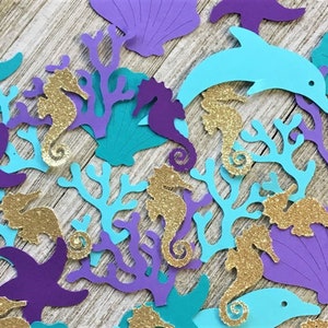 Gold Glitter Seepferdchen Konfetti Delphin Muschel Seestern Koralle - unter dem Meer Konfetti - Meerjungfrau Konfetti - Tisch Streuung