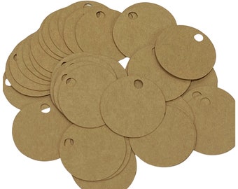 Kraft Brown Circle Tags - 1 Inch Round paper Circle Tags - Gift Tags - Jewelry tags - Small Price Tags - Boutique Tags