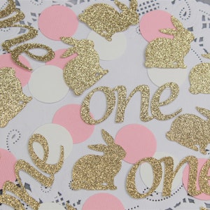 Gold Hase Konfetti - Some Bunny is One Party Dekoration - Ein Rosa und Gold Konfetti - Häschen Erster Geburtstag Konfetti - Gold Tischdekoration