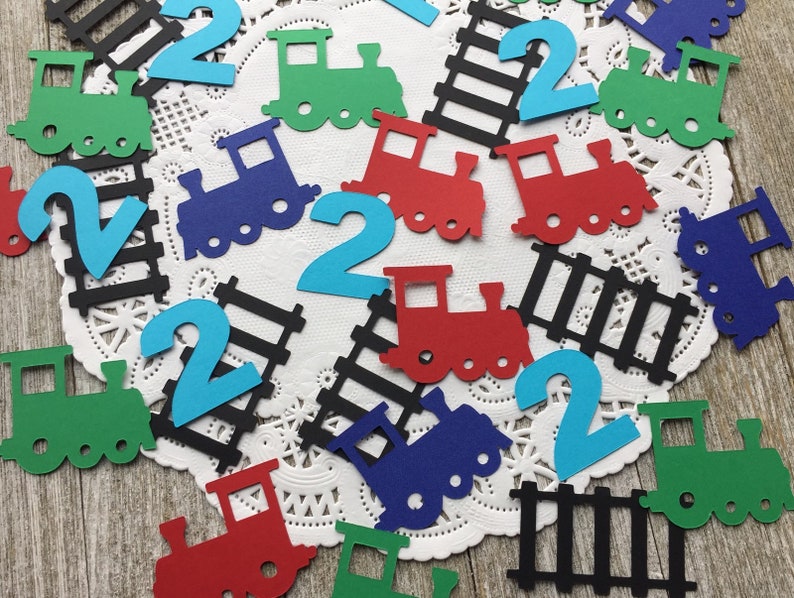 Second Birthday Party Chugga Chugga Two Two Theme Train Confetti Toddler Birthday Railroad Party