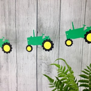 Tractor Garland  - Farm Theme Party - Tractor Theme Party - Yellow and Green Party Banner