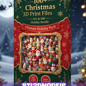 100+ Christmas 3D Print Files STL & 3MF Holiday Bundle (Digital Download)