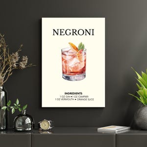 Negroni Poster – Italian Cocktail Wall Art, Classic Aperitif Print, Vintage Bar or Kitchen Decor