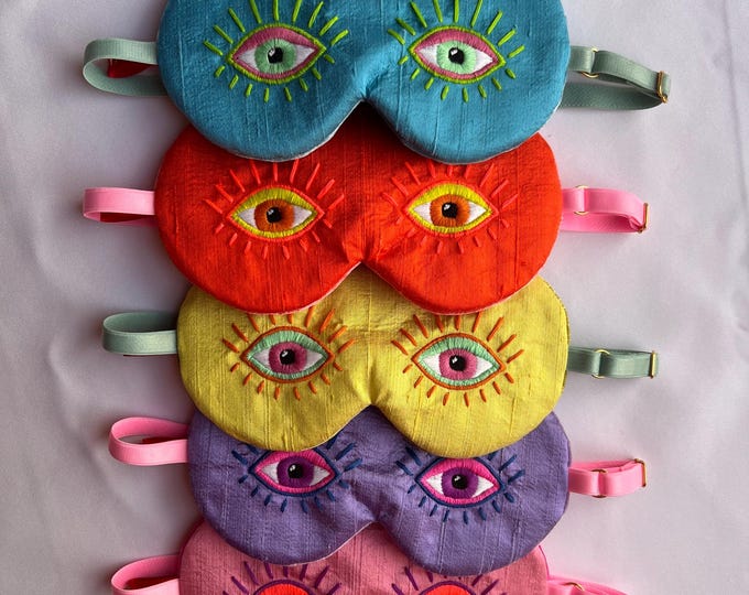 Silk Sleep Mask, Luxury Silk Eye Mask, Embroidered Eyes, Mulberry Silk Velvet Eye Mask, Soft Travel Sleep Mask, Eye Pillow, EYE of HYPNOS