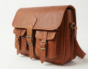 Personalized Leather Satchel, Handmade Full Grain Messenger Bag