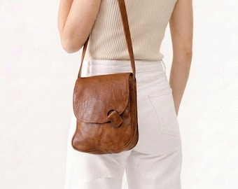 Handmade Full Grain Leather Messenger Bag, Vintage Crossbody Satchel, Personalized