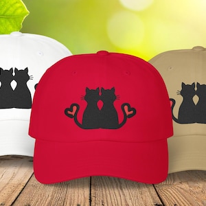 LOVE Cat Embroidered Baseball Cap, Cat Mom Gift, Pet Lover Hat