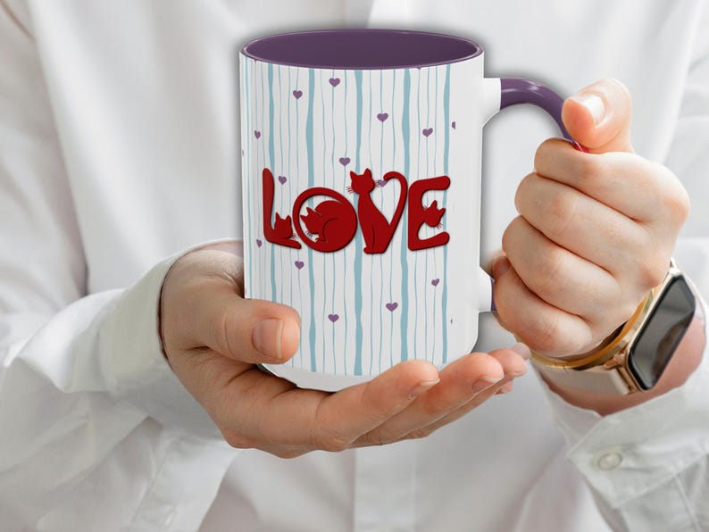 Cat Lover Mug, Cat Mom Mug, Cat Dad Gift, Cat Lover Gift, Ceramic Coffee Cup, Valentine Cat Gift image 1