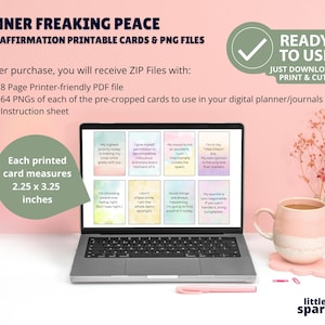 Funny Affirmation Cards | Inner Freaking Peace Printable Self-Care (PDF + PNG) image 2