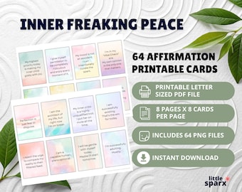 Lustige Affirmationskarten | Inner Freaking Peace Selbstfürsorge (PDF + PNG)