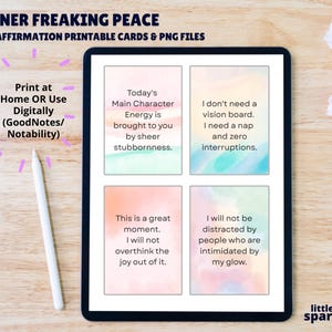 Funny Affirmation Cards | Inner Freaking Peace Printable Self-Care (PDF + PNG) image 3