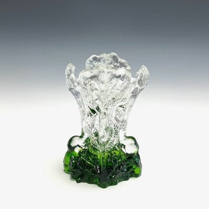 Vintage Scandinavian Design Art Glass Vase Signed, Pertti Santalahti Finnish Humppila.  Finnish Ice Glass Vase for Humppila.