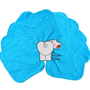 Baby Washcloths Teal, Cloth Wipes, Reusable Wipes, 10 Pack, Facial Cloths, Washable Sanitizing Wipes