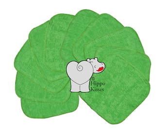 Baby Washcloths Dark Green, Cloth Wipes, Reusable Wipes, 10 Pack, Facial Cloths, Washable Sanitizing Wipes