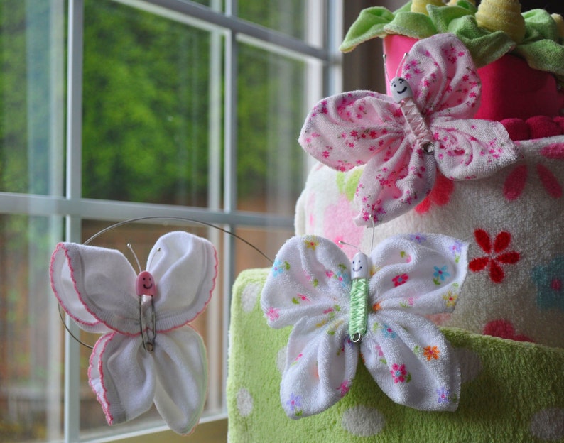 Baby Washcloth Butterfly, WashAgami ™, Diaper Cake Topper How To Video Sale image 4