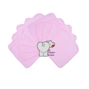 Baby Washcloths Medium Pink 10 Pack, Facial Cloths, Washable Sanitizing Wipes