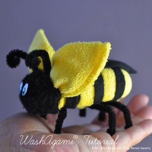 Washcloth Bee, Baby Washcloth Bumble Bee , WashAgami® , Instructional Video