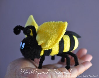 Washcloth Bee, Baby Washcloth Bumble Bee , WashAgami® , Instructional Video