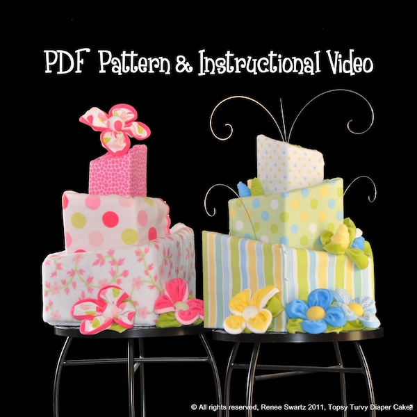 Diaper Cake How to, Topsy Turvy Square Pattern and Instructional Video