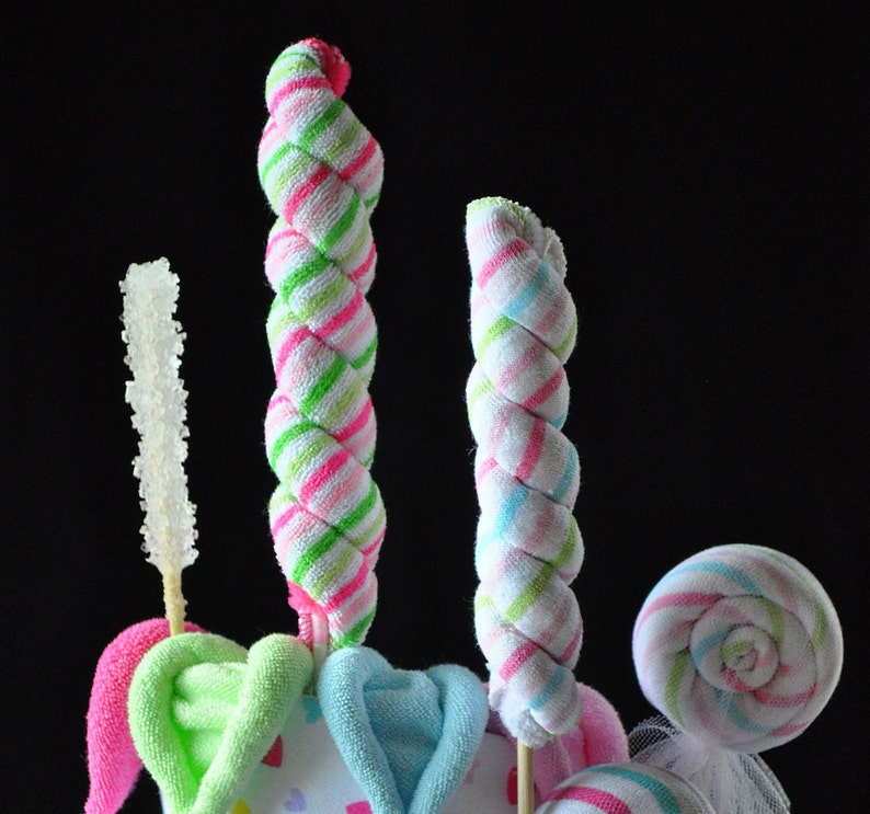 Washcloth Lollipops, set of 5, Cupcakes and Sugar Pop, WashAgami ™, Instructional Videos image 3